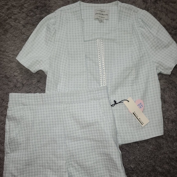 Haute Monde 2piece  light colored gingham pattern size  NWT - Picture 1 of 4